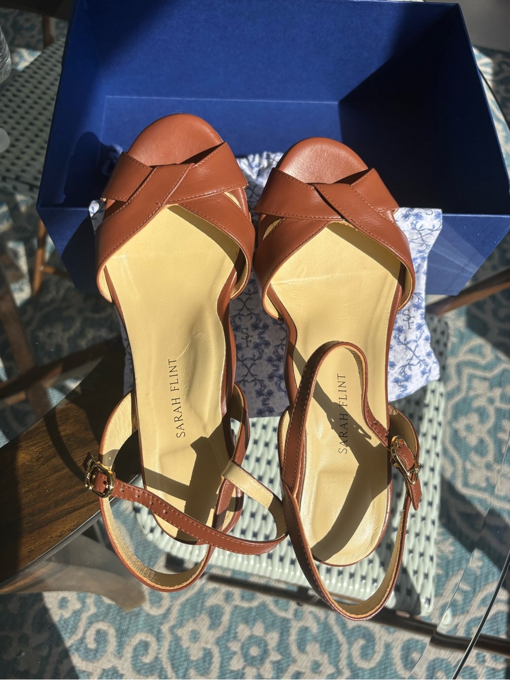 Sarah Flint Perfect Crossover sandals Cognac leather size IT 38 = US 8
